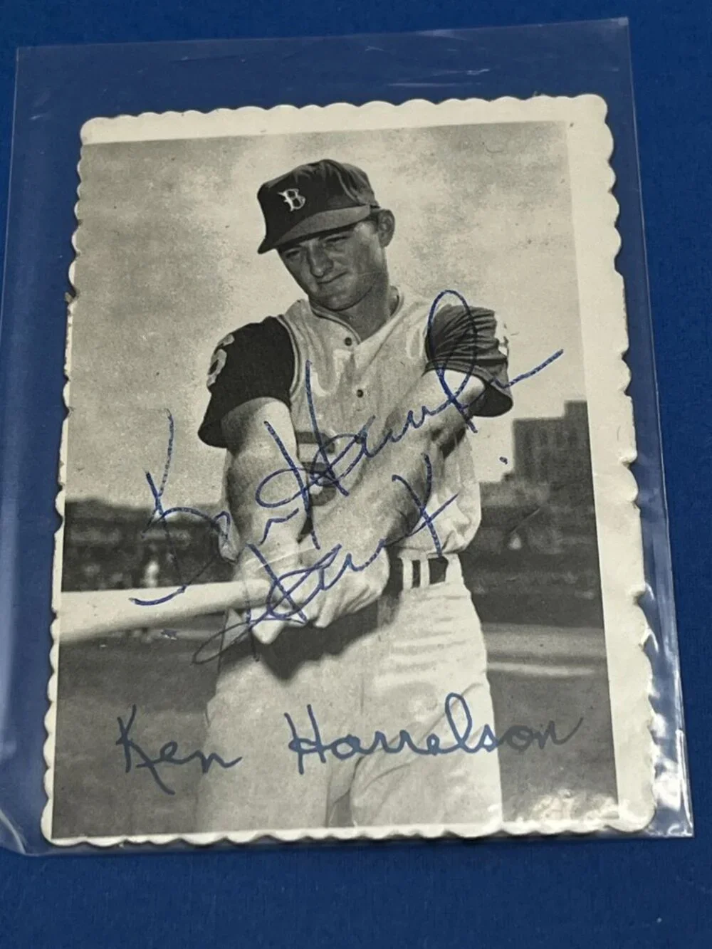 1969 TOPPS DECKLE EDGE KEN HARRELSON SOX #3 Auto Signed Autographed